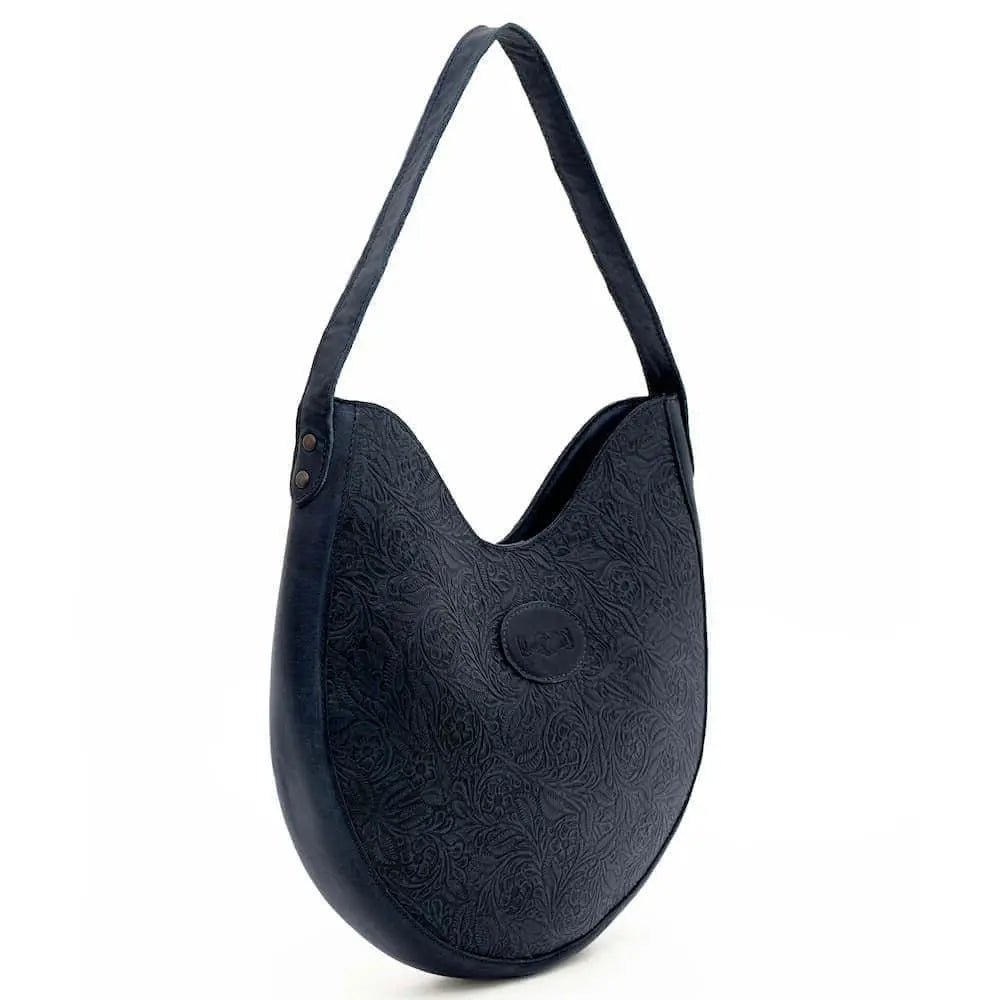 Tooled Leather Hobo Bag by Mission Mercantile Leather Goods, handmade leather goods detail photo 6