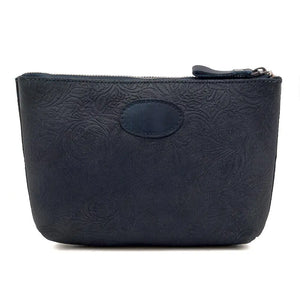 Tooled Leather Large Zippered Pouch by Mission Mercantile Leather Goods, handmade leather goods detail photo 4