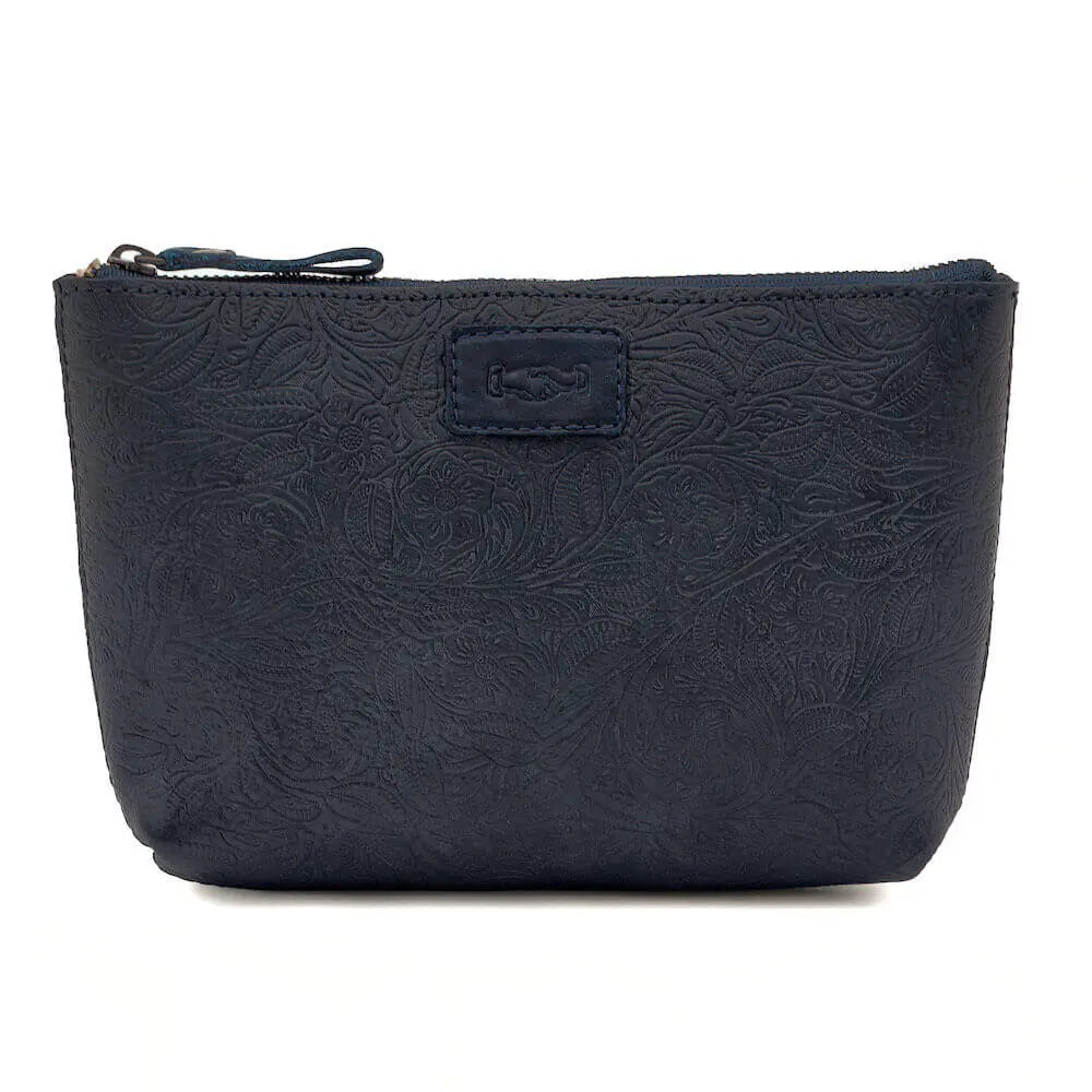 Tooled Leather Large Zippered Pouch by Mission Mercantile Leather Goods, handmade leather goods detail photo 6