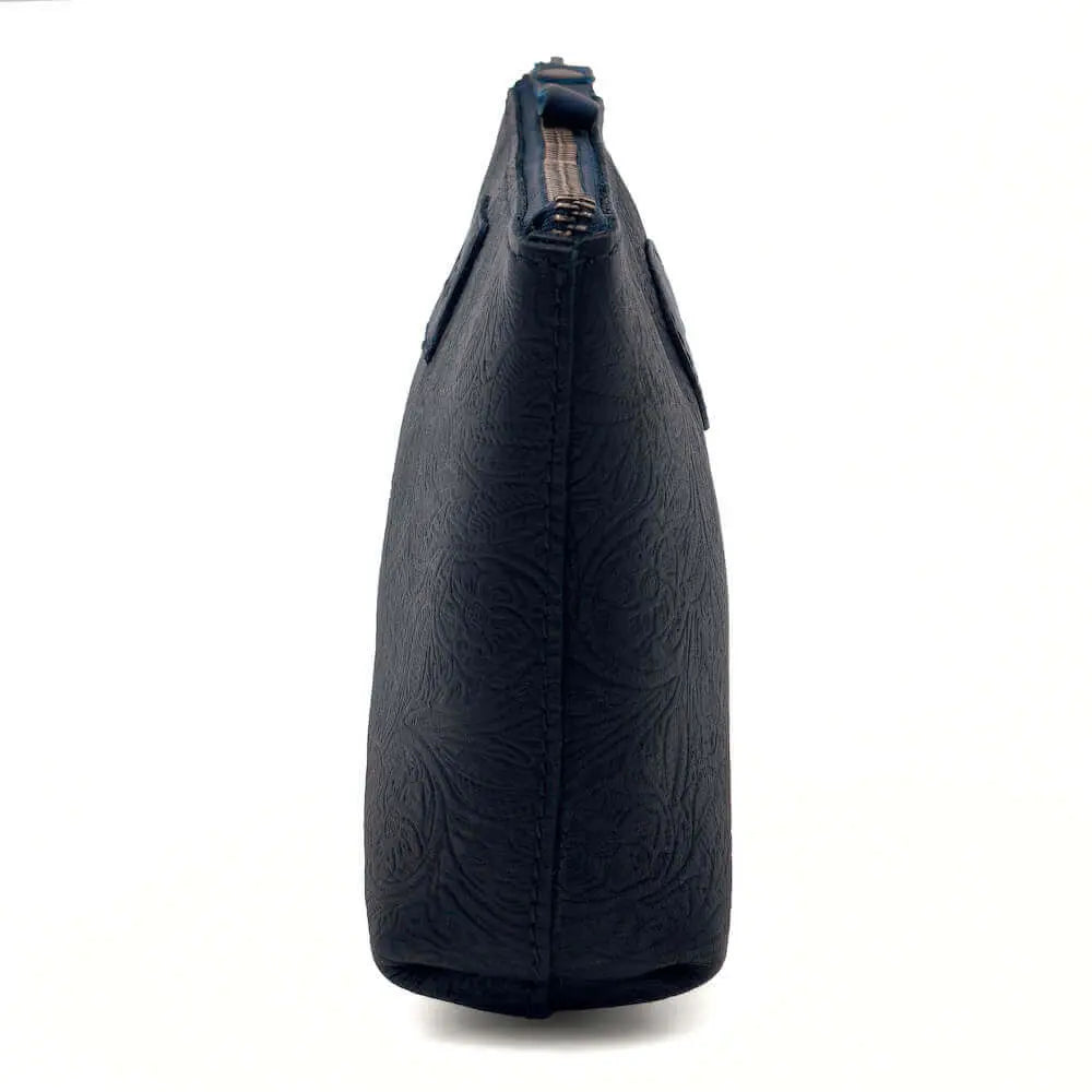 Tooled Leather Large Zippered Pouch by Mission Mercantile Leather Goods, handmade leather goods detail photo 7