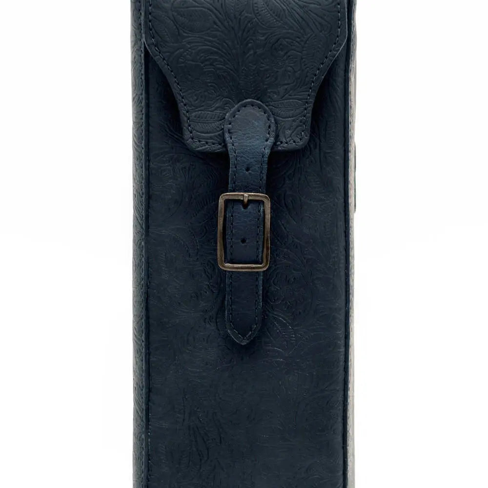 Tooled Leather Single Bottle Wine Carrier by Mission Mercantile Leather Goods, handmade leather goods detail photo 11