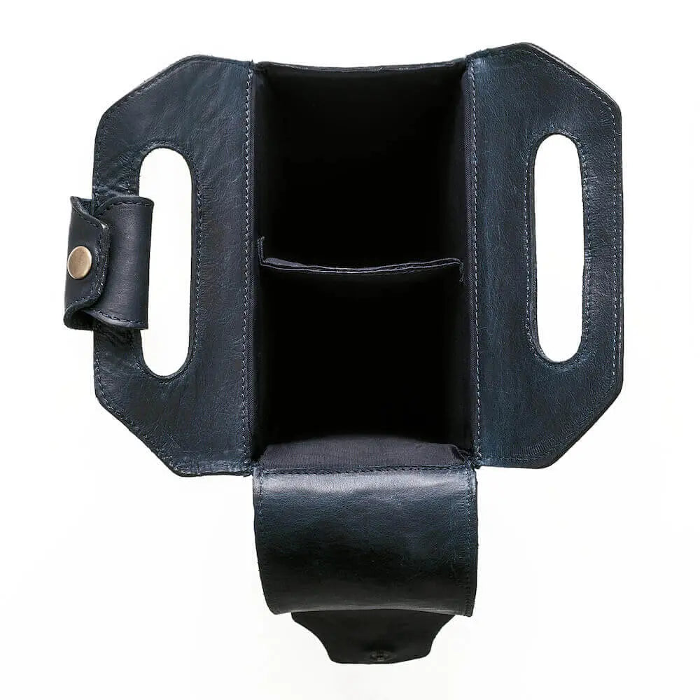 Tooled Leather Two Bottle Wine Carrier by Mission Mercantile Leather Goods, handmade leather goods detail photo 5