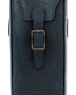 Tooled Leather Two Bottle Wine Carrier by Mission Mercantile Leather Goods, handmade leather goods detail photo 11
