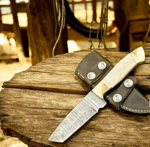 Traditional Cowboy Knife – Damascus Tanto by Damascus Knife Store, Damascus knife detail photo 2