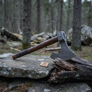 Handmade Damascus Steel Bearded Viking Axe with Hardwood Handle – Custom Forged Norse Camp Axe | JW SteelCrafts by JW SteelCrafts, Southern lifestyle apparel detail photo 2