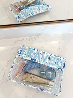 Travel - Blue Bow Clear Pouch by KenzKustomz, handmade leather goods detail photo 3
