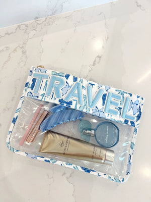 Travel - Blue Bow Clear Pouch by KenzKustomz, handmade leather goods detail photo 13
