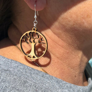 Tree of Life Wooden Earrings | Spiritual Nature Jewelry by Cate's Concepts, LLC, handmade jewelry detail photo 2