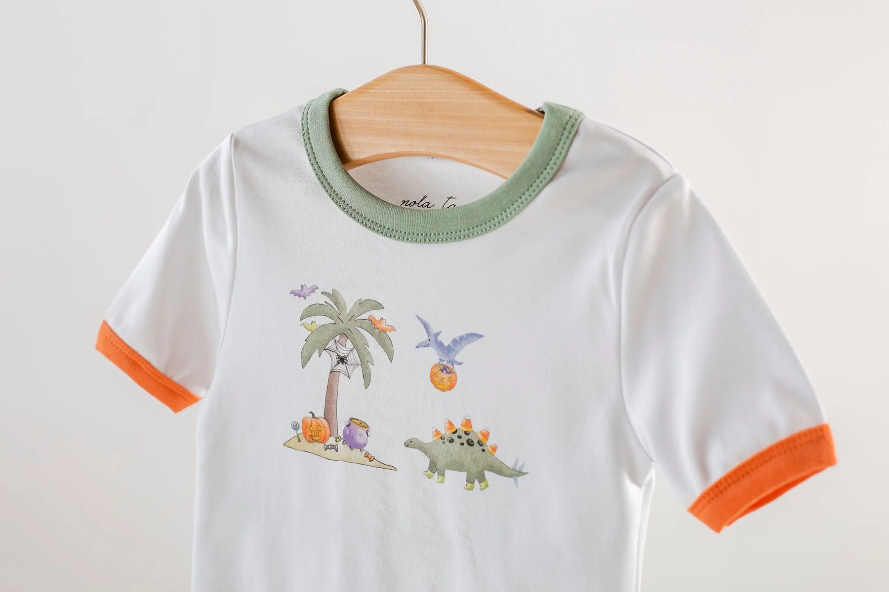 Trick RAWR treat Halloween Organic Cotton Tee by Nola Tawk, Southern lifestyle apparel detail photo 2