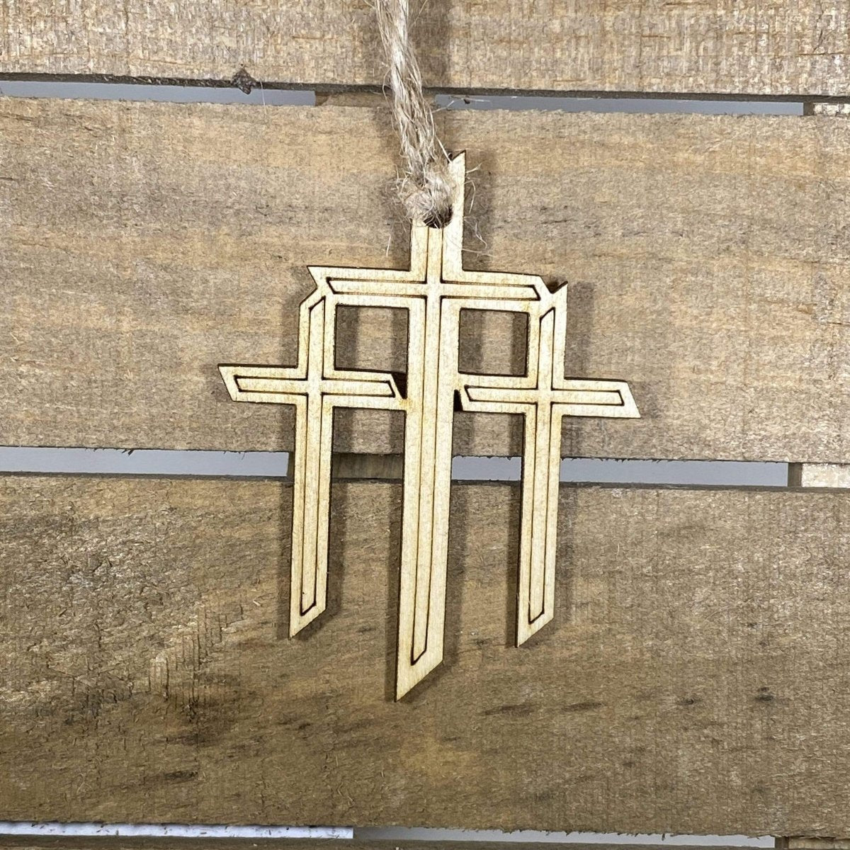 Triple Cross Wooden Christmas Ornament | Christian Holiday Decor by Cate's Concepts, LLC, Southern home decor main product photo