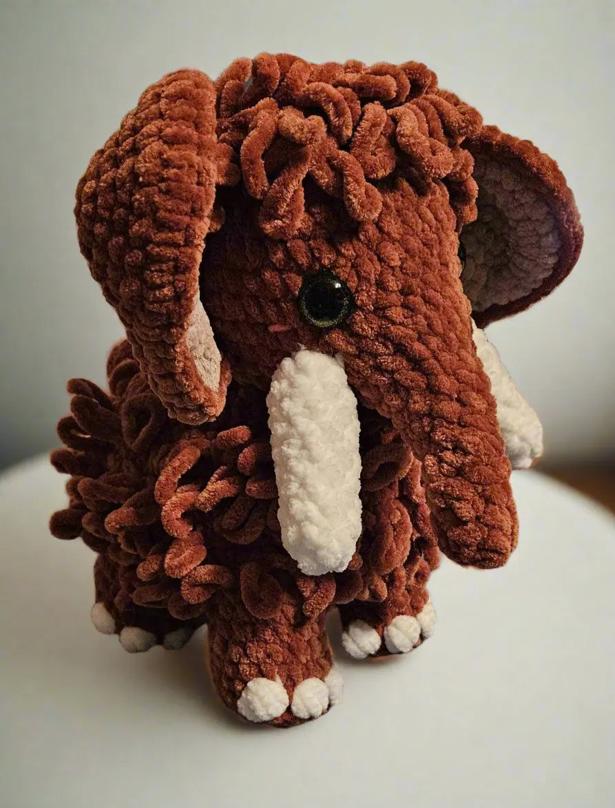 Tully the Mammoth - Handmade Amigurumi Plush Crochet Stuffed Animal by Klassy Krafts, 3D printed toy main product photo