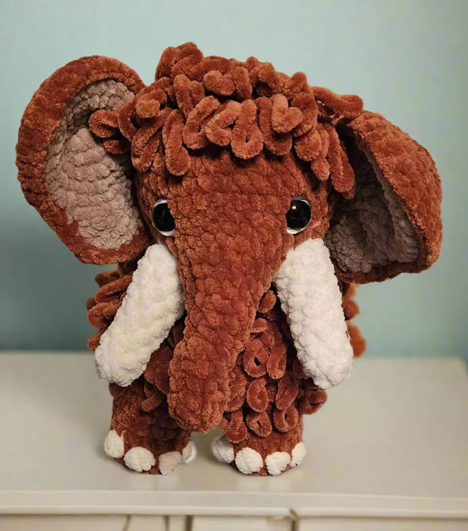 Tully the Mammoth - Handmade Amigurumi Plush Crochet Stuffed Animal by Klassy Krafts, 3D printed toy detail photo 2