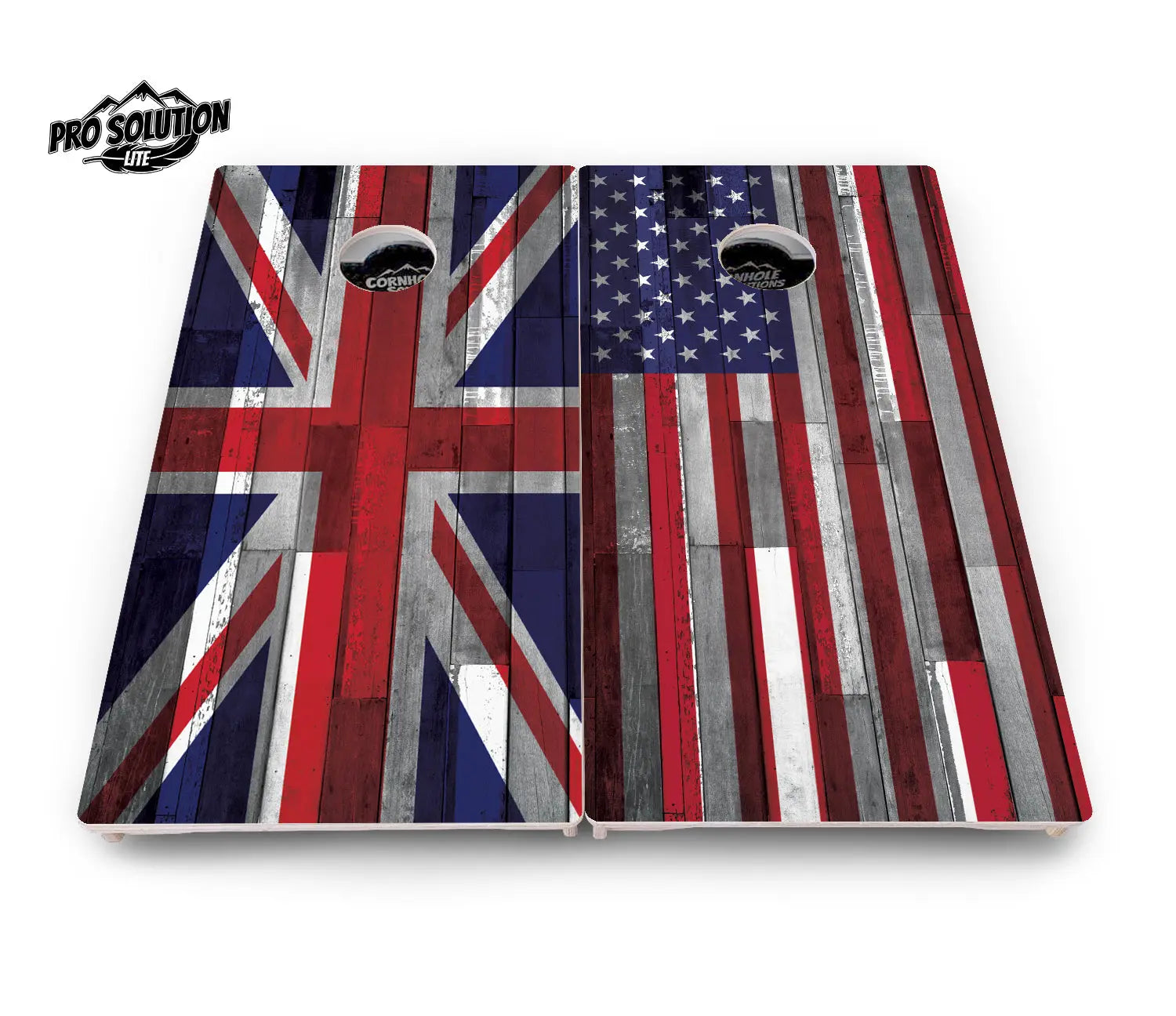 USA / Canada / Union Jack Plank Flag Cornhole Boards - Pro Solution Lite Series by Cornhole Solutions, custom cornhole board detail photo 16