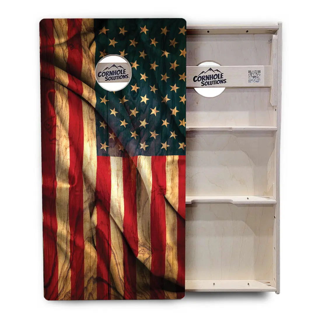 USA Wood Flag Color Cornhole Boards - Professional Tournament Series by Cornhole Solutions, custom cornhole board detail photo 3
