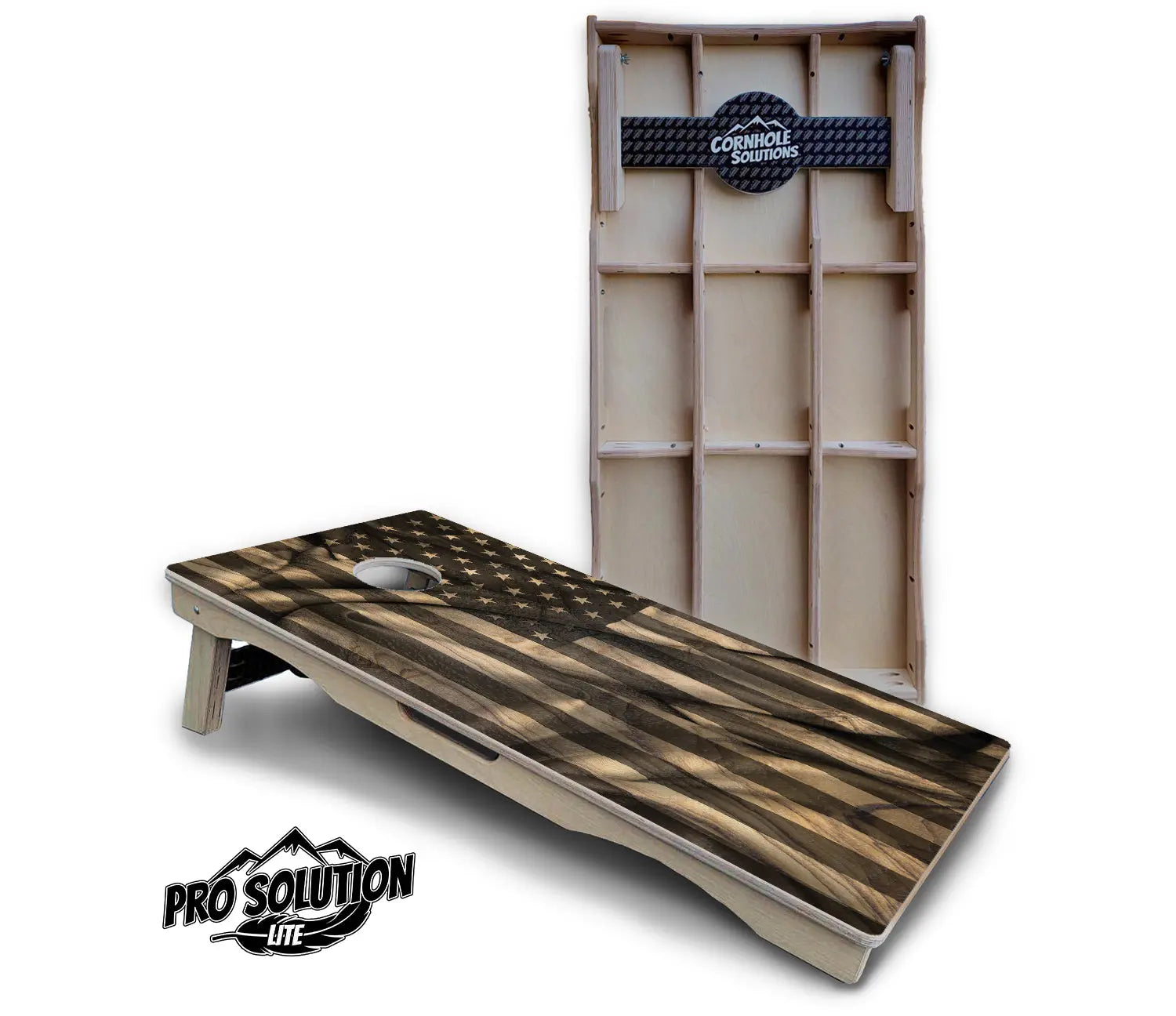 USA Wood Flag Cornhole Boards - Pro Solution Lite Series by Cornhole Solutions, custom cornhole board main product photo