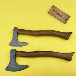 Set of Two Bearded Axes 20 Inch Curved Handles by JW SteelCrafts, handmade axe detail photo 3