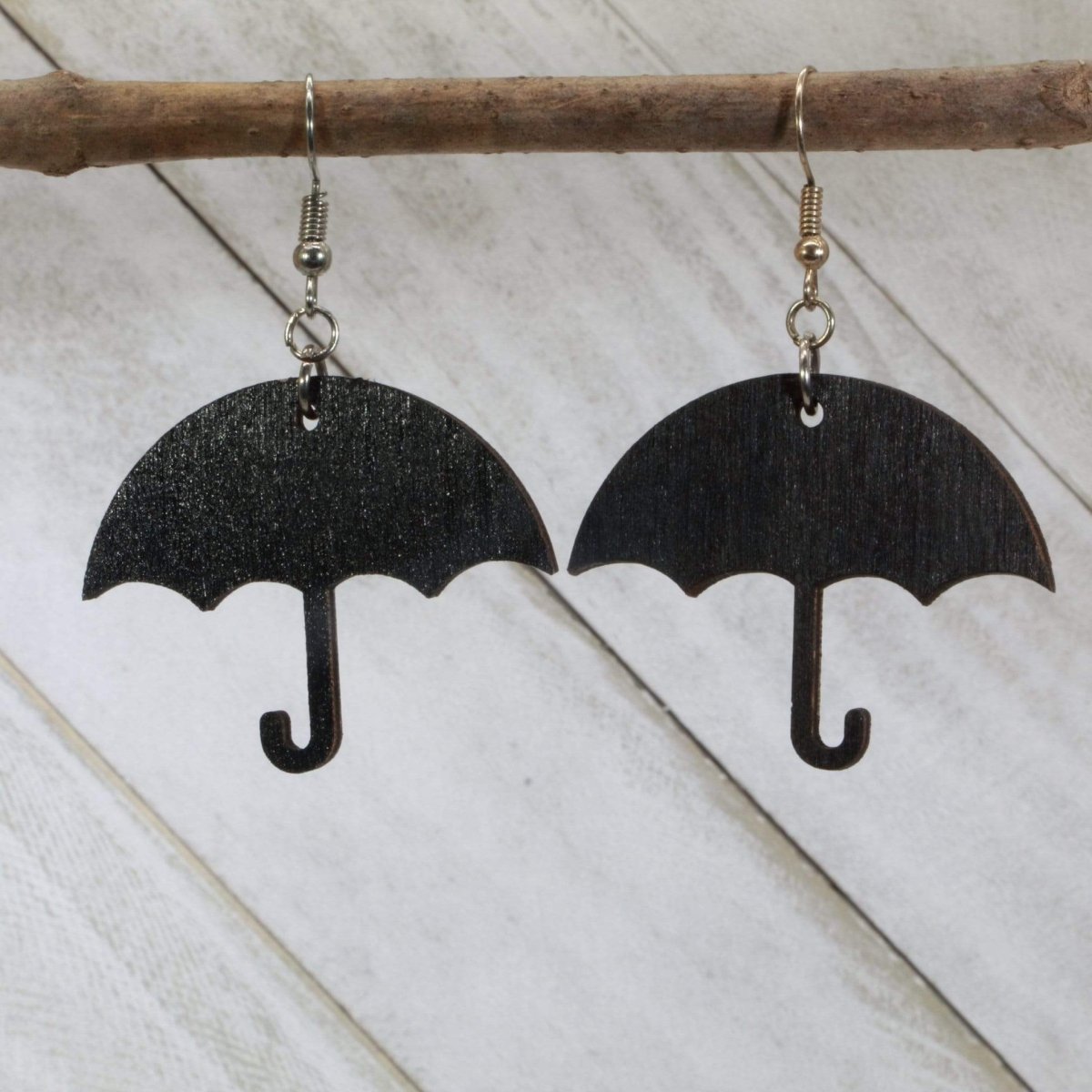 Umbrella Wooden Dangle Earrings | Rainy Day Weather Jewelry Gift by Cate's Concepts, LLC