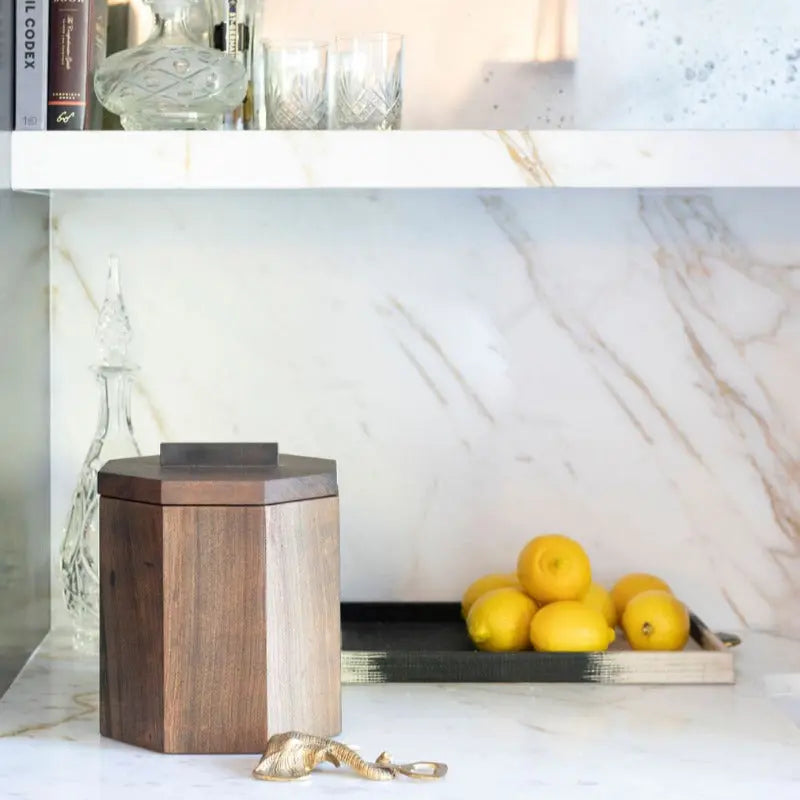 Unique Wooden Ice Bucket in Blackened Cherry by Alabama Sawyer, Southern home decor main product photo