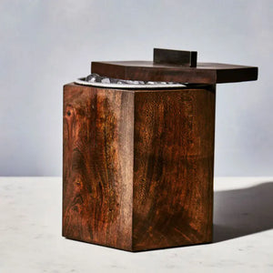 Unique Wooden Ice Bucket in Blackened Cherry by Alabama Sawyer, Southern home decor detail photo 2