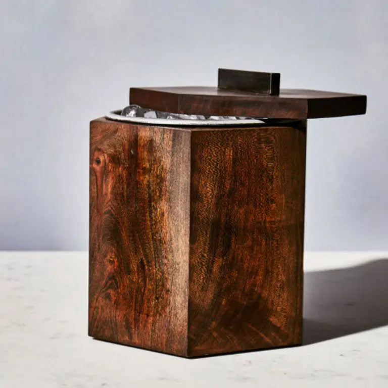 Unique Wooden Ice Bucket in Blackened Cherry by Alabama Sawyer, Southern home decor detail photo 2