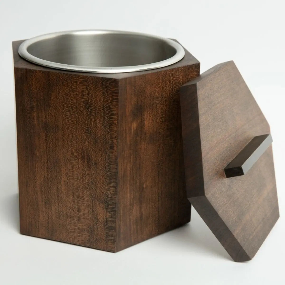 Unique Wooden Ice Bucket in Blackened Cherry by Alabama Sawyer, Southern home decor detail photo 4