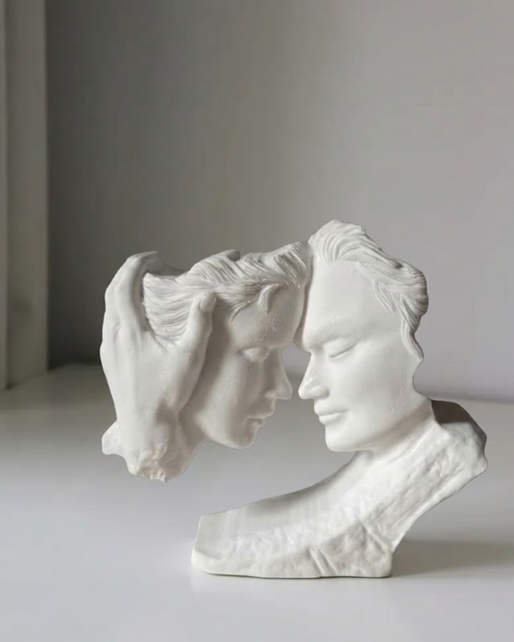Lovers abstract matte white figurative sculpture by Believe Candle