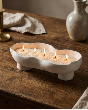 Scalloped Candle Tray-Refillable Sand Wax Candle Vessel