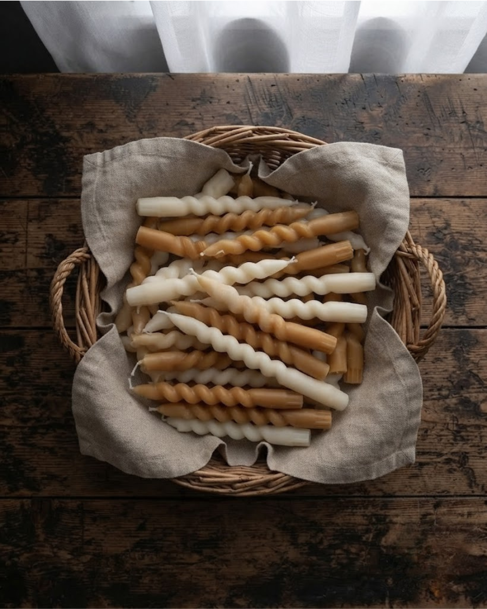Seven-inch soy wax and beeswax swirl taper candle set