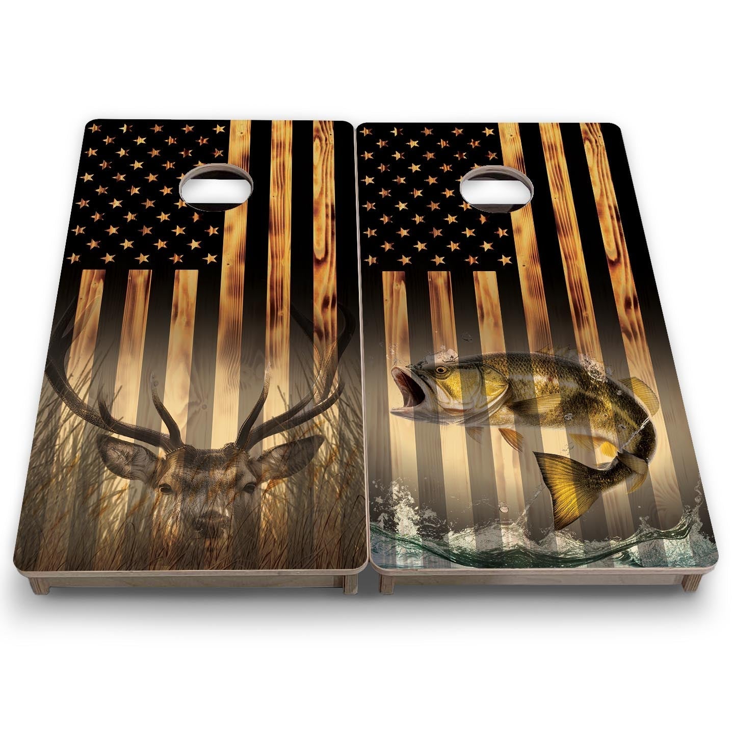 Hidden Deer & Fish Flag - Mini or Vacation Size Cornhole Boards by Cornhole Solutions, custom cornhole board detail photo 8
