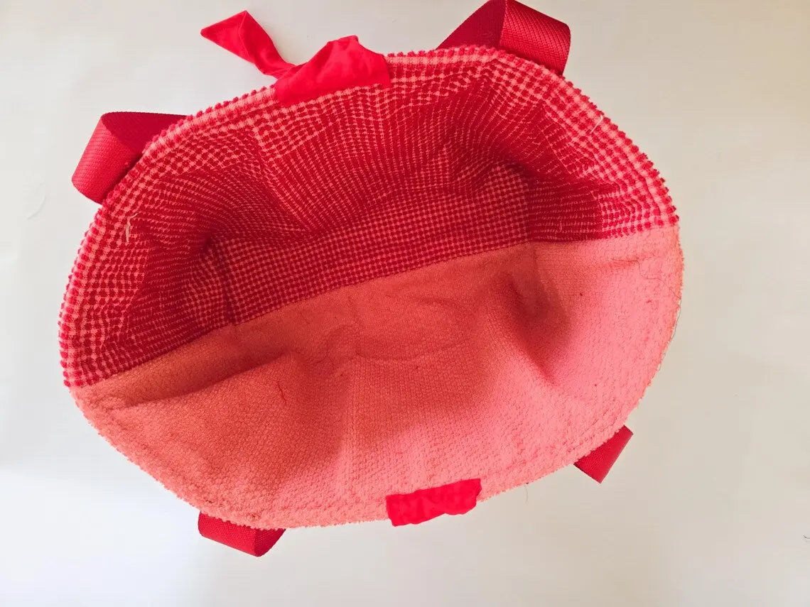 Valentine Dog Print Tote Bag – Handmade Pink Puppy Shoulder Bag, Cute Dog Lover Gift, Red Strap Everyday Carryall by Maypop House Designs, paper gift detail photo 8