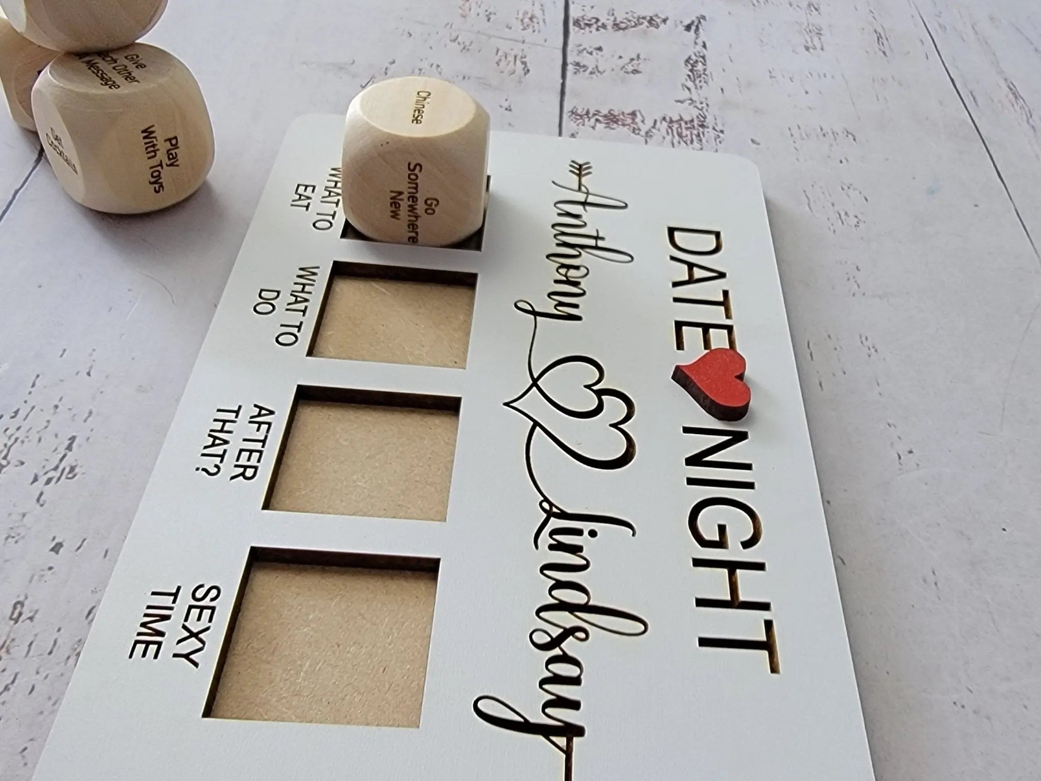Valentines Gift, Couples date decision dice-Personalized Valentines Gift- Date night by EverLee Creations, party games detail photo 2