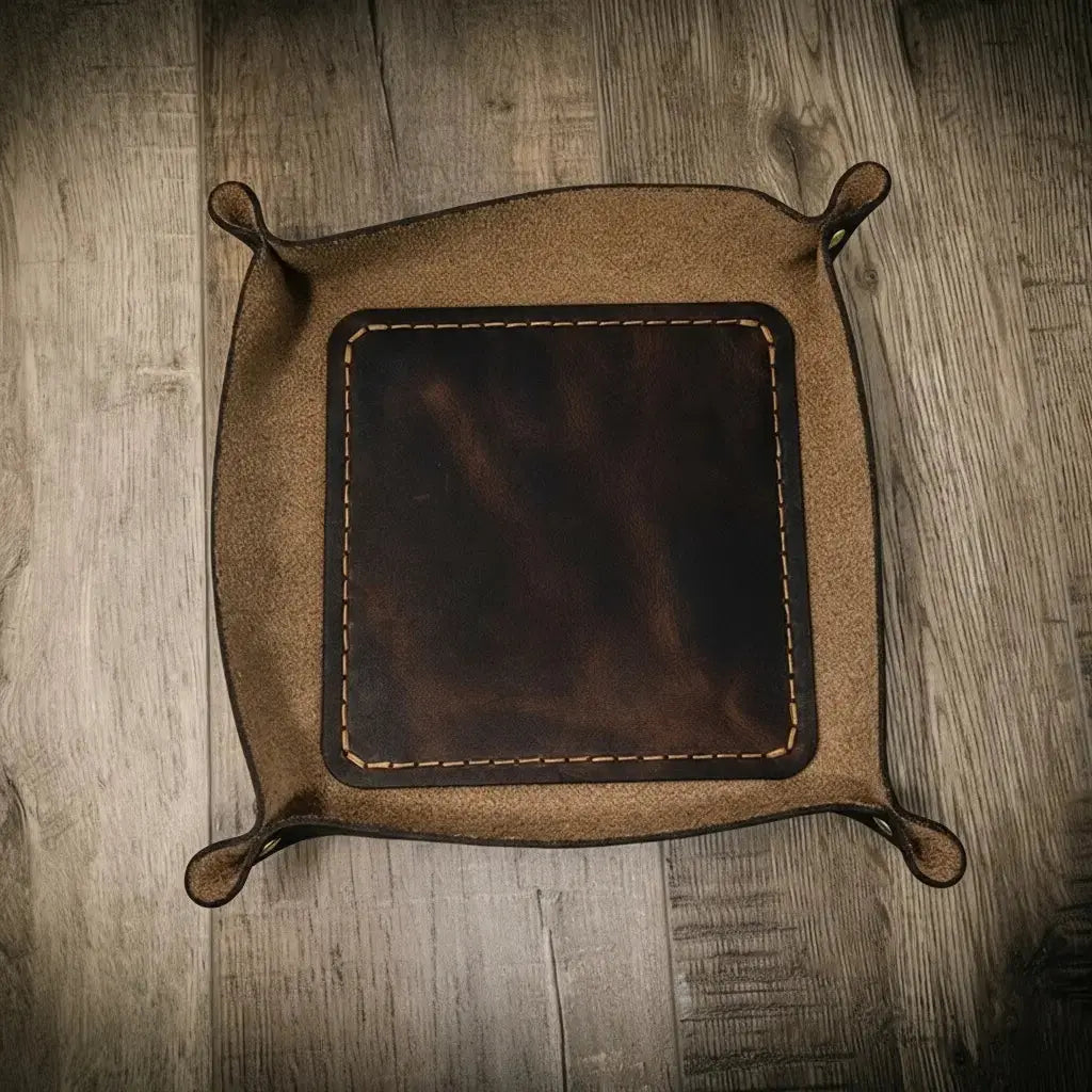 Leather catchall tray by Bull Sheath Leather