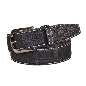 Vintage Gray Mock Croc Leather Belt by Roger Ximenez: Bespoke Belts and Leather Accessories, handmade leather goods main product photo