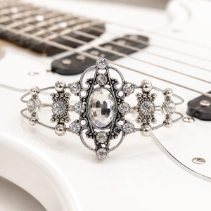Five Slider Silver Rhinestone Guitar String Bracelet by N Harmony Jewelry, handmade jewelry main product photo