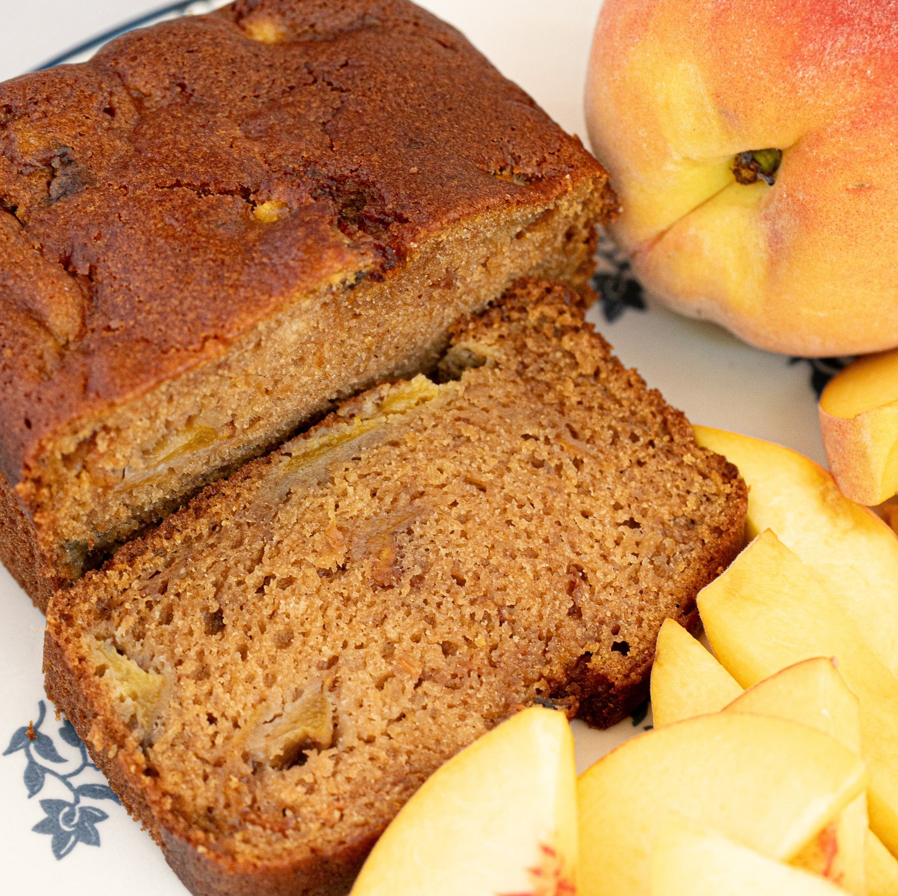 Virginia Peach Cobbler Cake - Vegan detail view by Two and a Half Irishmen - Traditional Irish Baking