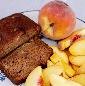 Virginia Peach Cobbler Cake detail view by Two and a Half Irishmen - Traditional Irish Baking