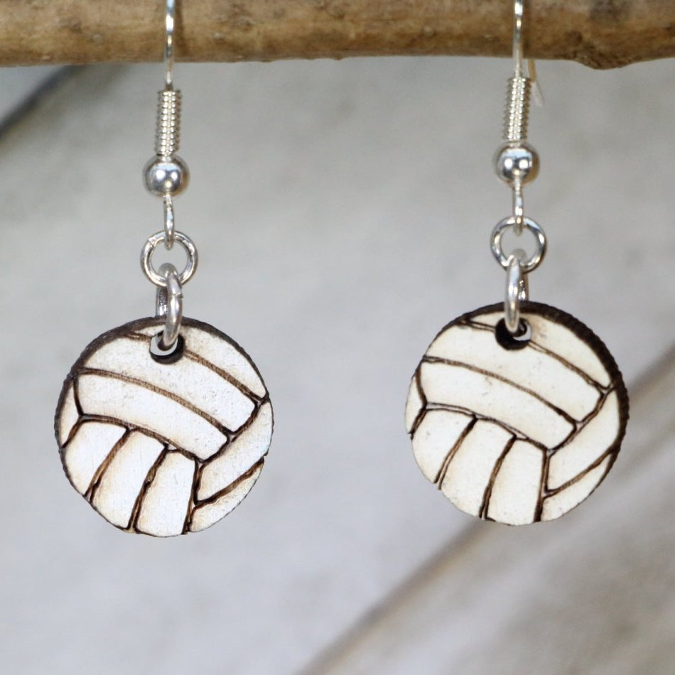Volleyball Wooden Dangle Earrings | Sports Jewelry
