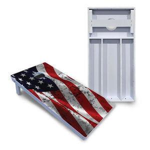 Wavy Distressed Flag Cornhole Boards - All Weather Series by Cornhole Solutions, custom cornhole board main product photo