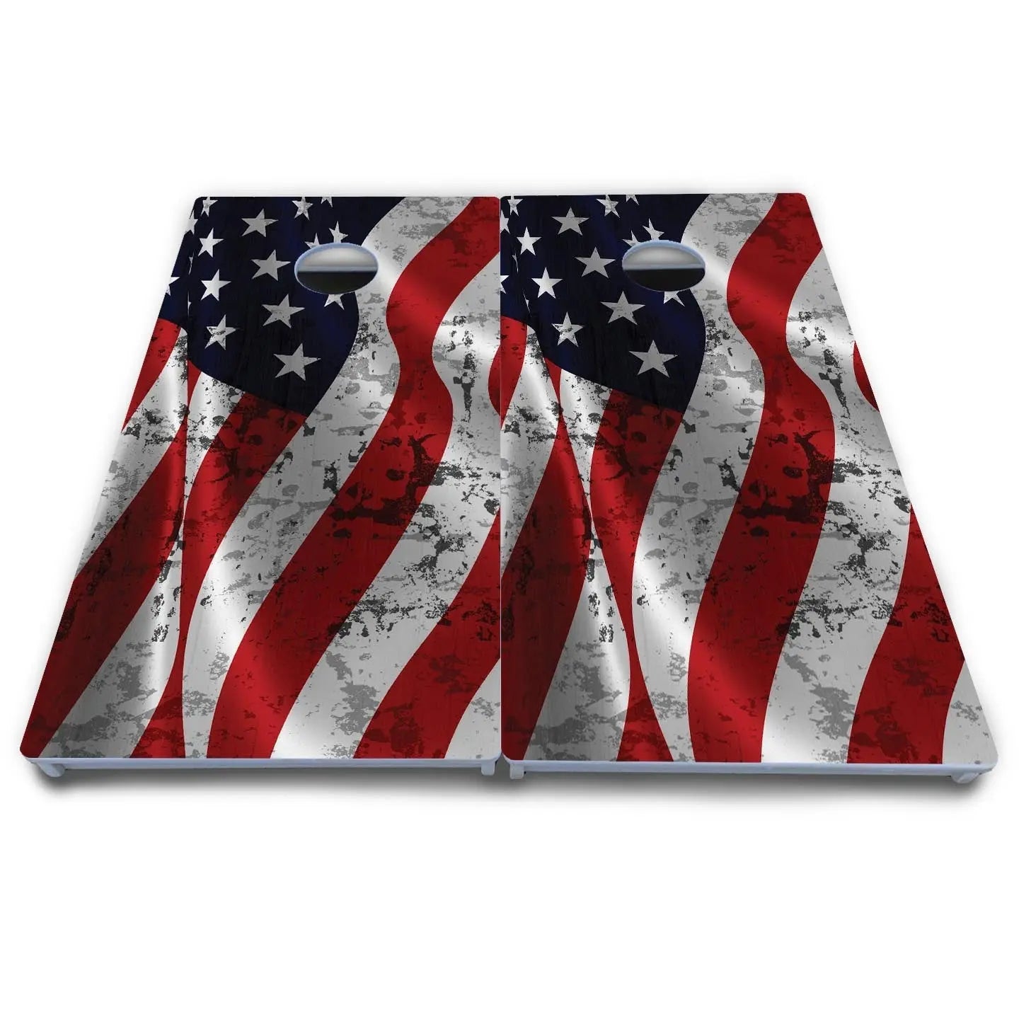 Wavy Distressed Flag Cornhole Boards - All Weather Series by Cornhole Solutions, custom cornhole board detail photo 4