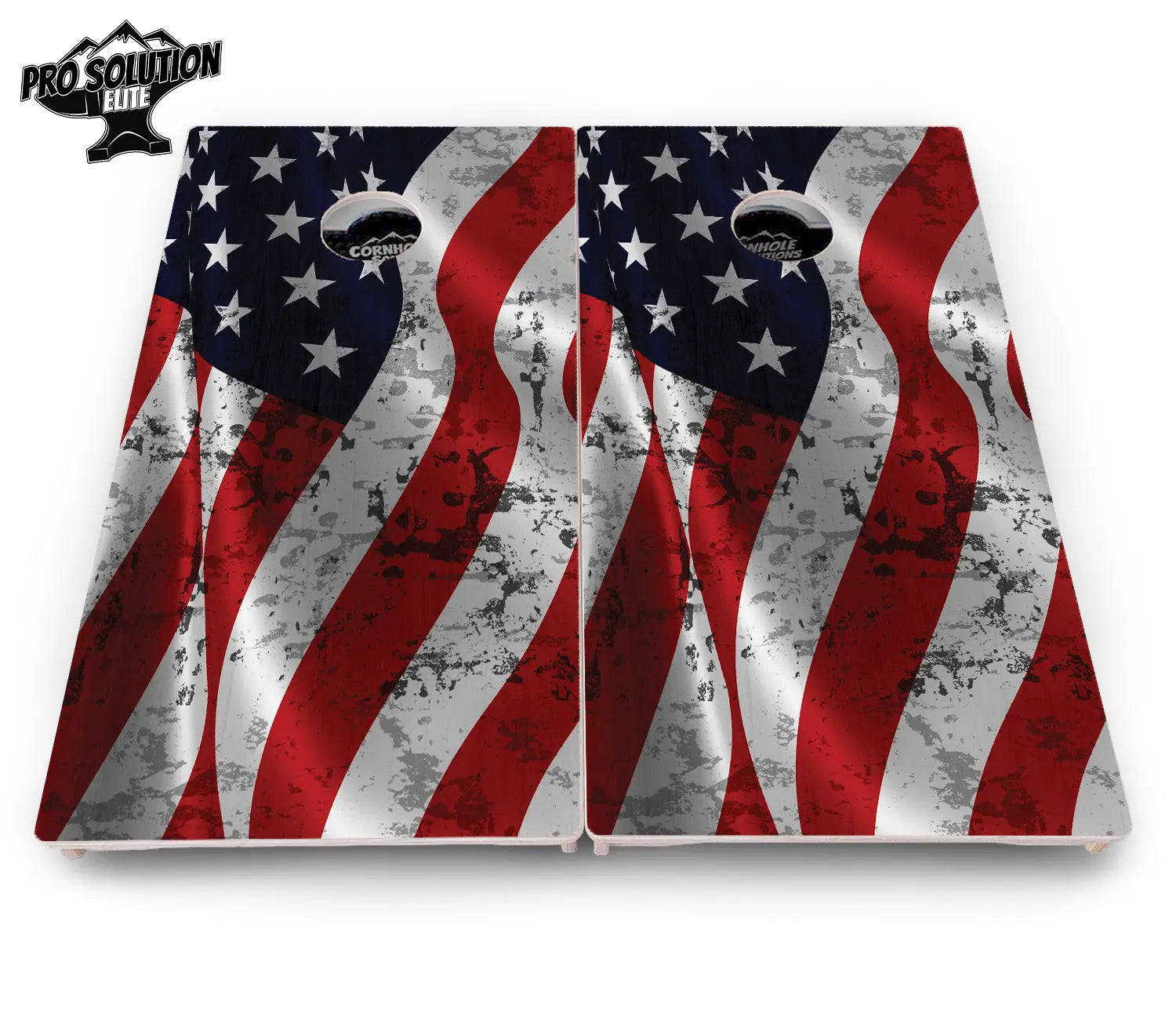 Wavy Distressed Flag Cornhole Boards - Pro Solution Elite Series by Cornhole Solutions, custom cornhole board detail photo 4