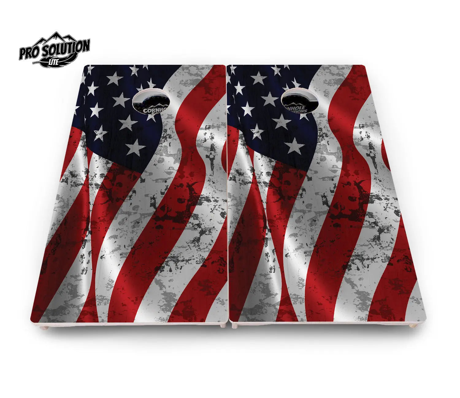 Wavy Distressed Flag Cornhole Boards - Pro Solution Lite Series by Cornhole Solutions, custom cornhole board detail photo 3