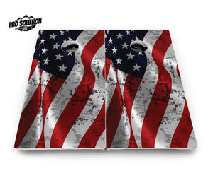 Wavy Distressed Flag Cornhole Boards - Pro Solution Lite Series by Cornhole Solutions, custom cornhole board detail photo 3