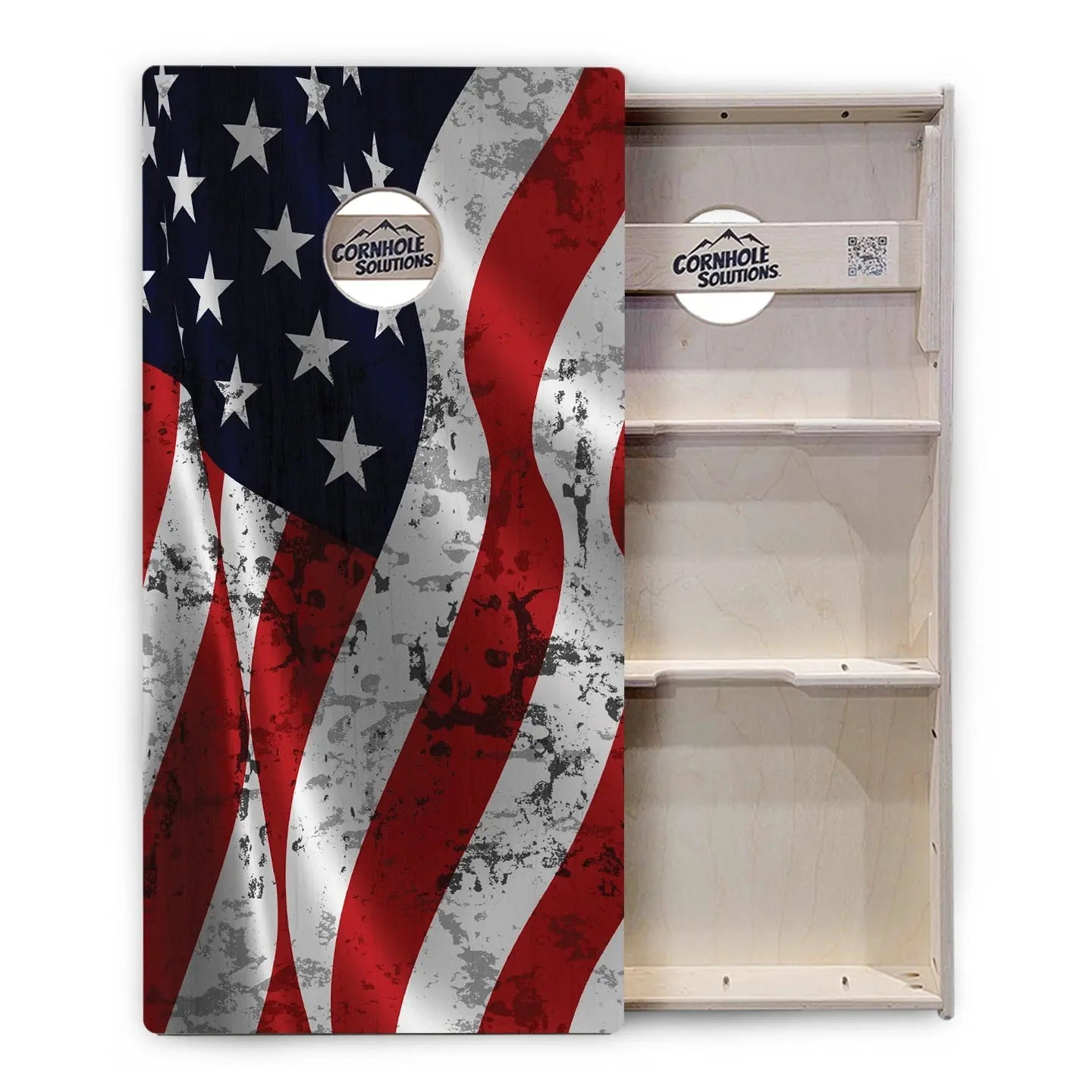 Wavy Distressed Flag Cornhole Boards - Professional Tournament Series by Cornhole Solutions, custom cornhole board detail photo 3
