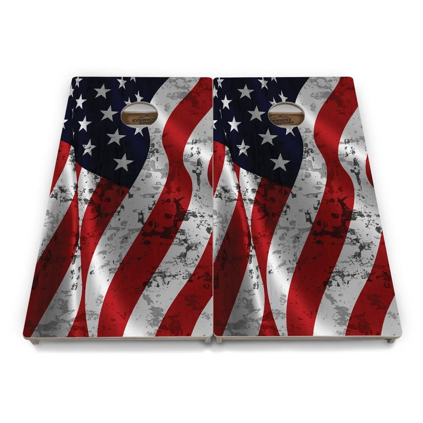 Wavy Distressed Flag Cornhole Boards - Professional Tournament Series by Cornhole Solutions, custom cornhole board detail photo 4