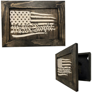 American Flag Gun Cabinet We The People Decorative and Secure Hidden Gun Safe (Black and White) by Bellewood Designs, Southern home decor main product photo