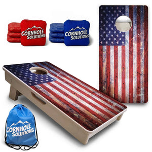 Weathered Flag - Mini or Vacation Size Cornhole Boards by Cornhole Solutions, custom cornhole board main product photo
