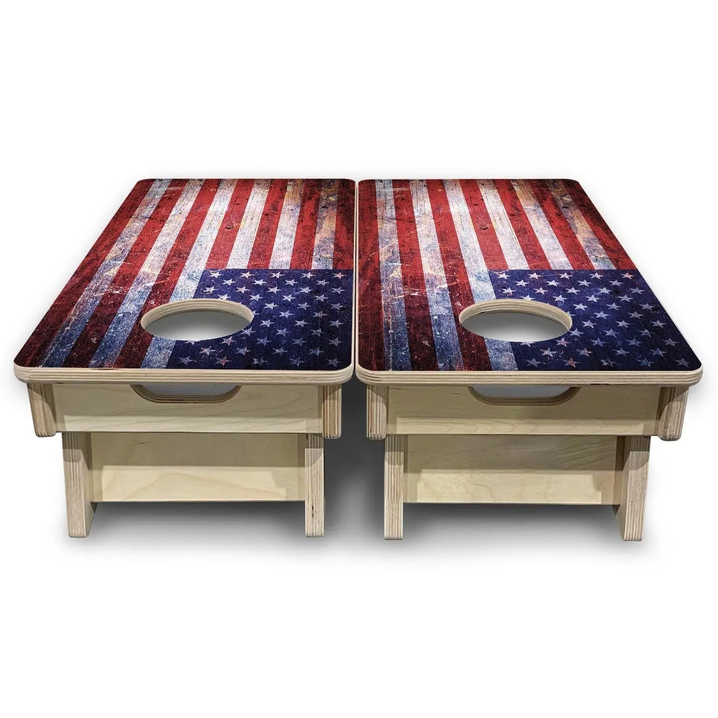 Weathered Flag - Mini or Vacation Size Cornhole Boards by Cornhole Solutions, custom cornhole board detail photo 4