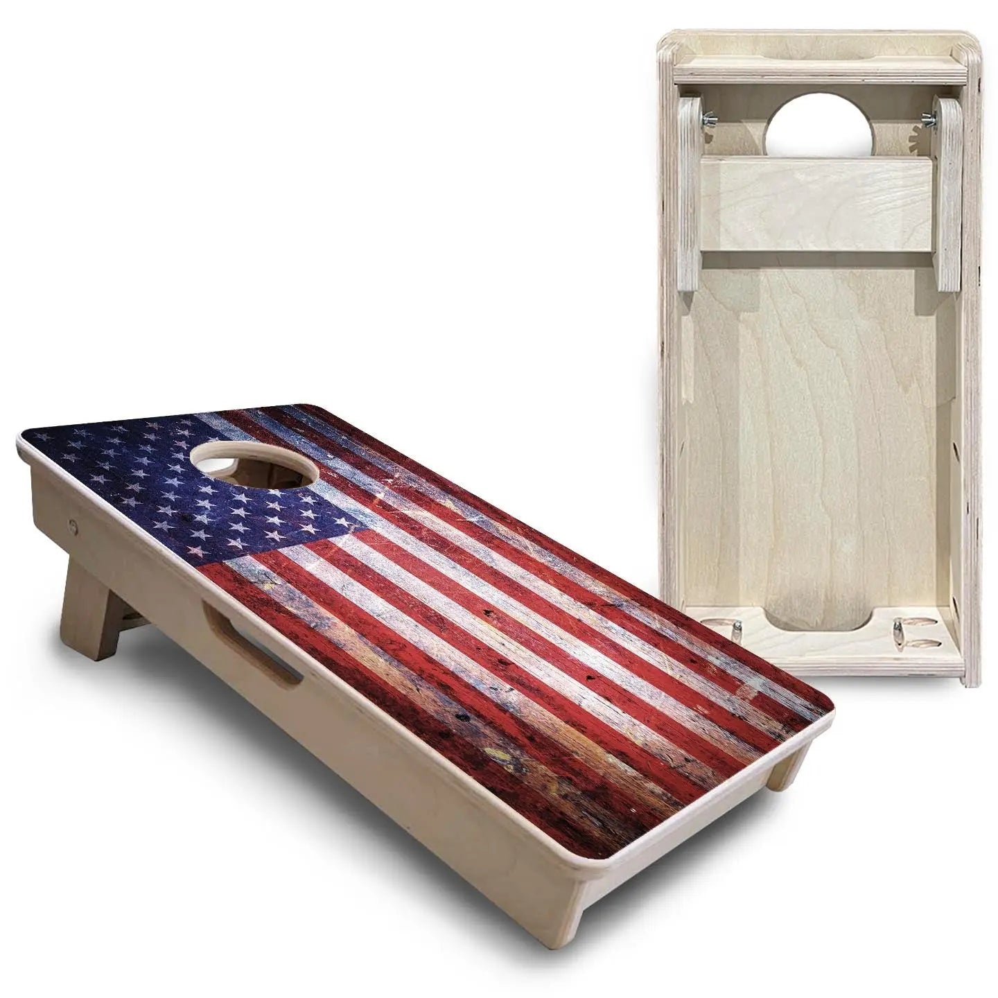 Weathered Flag - Mini or Vacation Size Cornhole Boards by Cornhole Solutions, custom cornhole board detail photo 5