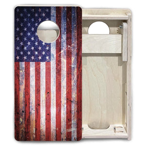 Weathered Flag - Mini or Vacation Size Cornhole Boards by Cornhole Solutions, custom cornhole board detail photo 6