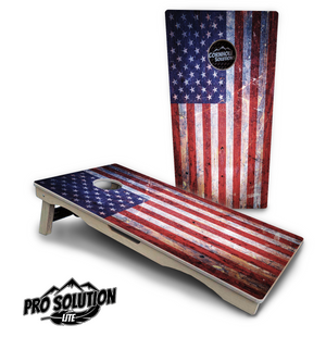 Weathered Flag Cornhole Boards - Pro Solution Lite Series by Cornhole Solutions, custom cornhole board detail photo 4